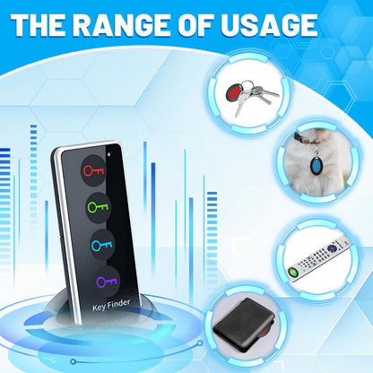 Key Finder Wireless RF Locator with 80dB+ Loud Beep & LED Light, 131ft Range, No App Needed, 1 RF Transmitter & 4 Receivers, Item Tracker for Keys, TV Remote, Wallet, Pet, and Glasses