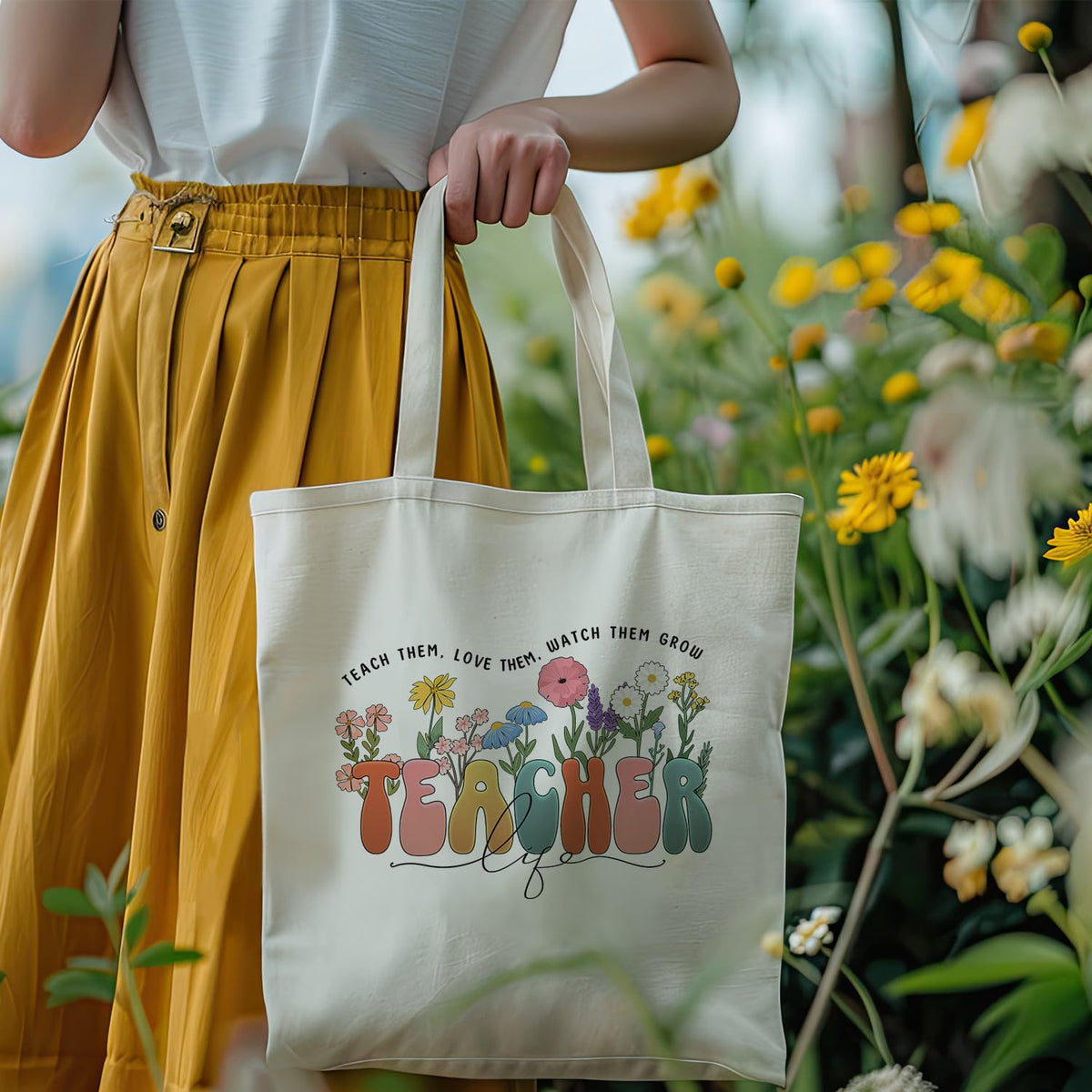 bmuvghi Teacher Appreciation Gifts Canvas Tote Bag Reusable Shopping Grocery Bags Birthday Gift for Teachers Women