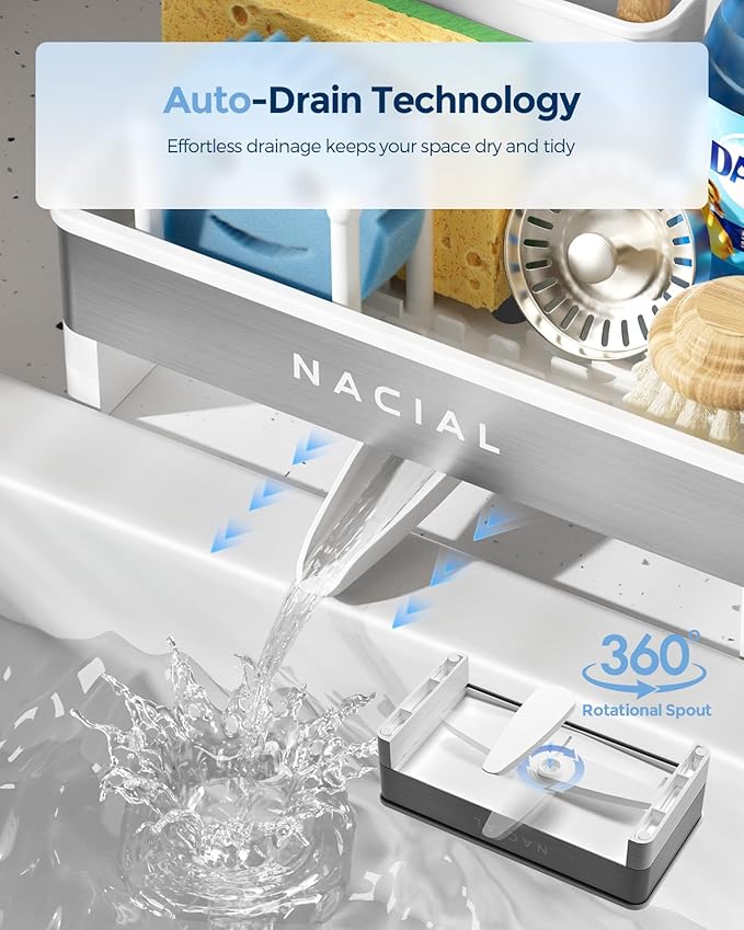 Nacial Sponge Holder for Kitchen Sink, Sink Caddy Organizer
