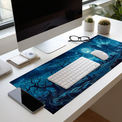 HOMETITUTE Large Mouse Pad 31.5x11.8 Inch Gaming Mousepad Moonlit Graveyard Night Art Non-Slip Keyboard Desktop Protector Mat XL Mouse Pad for Home Office Laptop Wireless Mice Accessories