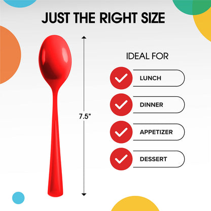 Exquisite Red Plastic Spoons 50 Pieces Red Spoons Disposable Utensils Heavy Duty Plastic Cutlery Set Disposable Cutlery Sets Flatware Sets Silverware Set For Party Supplies & Party Tableware