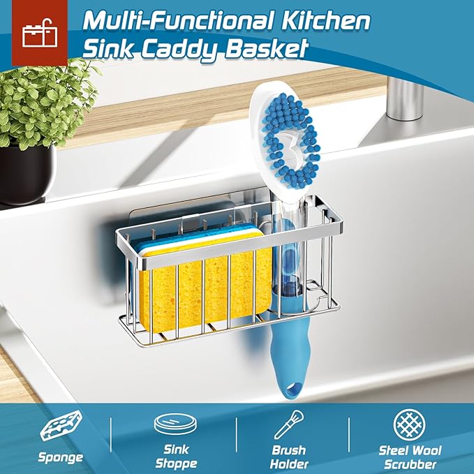 Sponge Holder for Kitchen Sink, Sink Caddy Organizer
