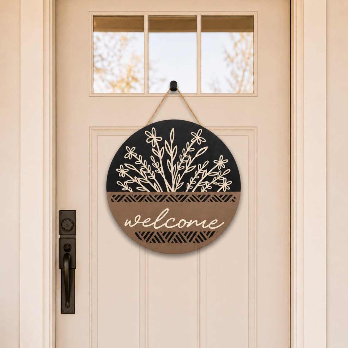 pechpell 3D Welcome Sign for Front Door, Rustic Wood Wall Hanging Decor