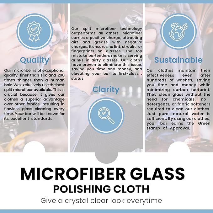 Trendy Bartender Toast to Perfection Microfiber Glass Polishing Lint-Free Cloth
