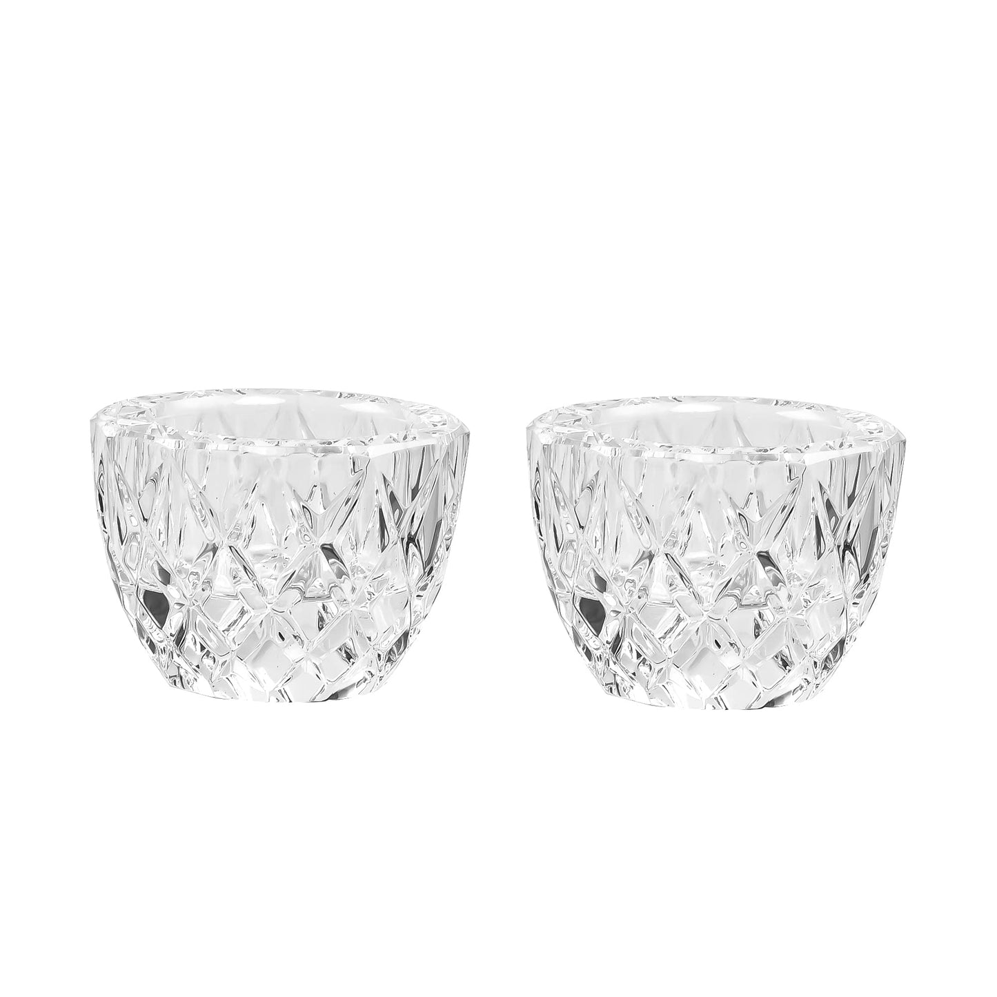 Donoucls Crystal Tealight Candle Holder Pack of 2 Party Dinner Hand-Cut 2.4'' X 1.7'' Clear