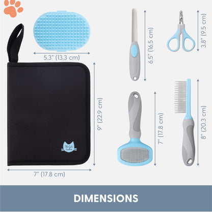 The Cat Ladies Cat Grooming Kit - 5 Piece Brushes Kit - With Comb and Matted Fur Undercoat Deshedding Cat Hair Brush for Long Haired Cats or Short Haired Kittens or Bunny Rabbits
