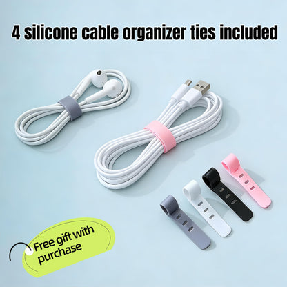 1 Large + 1 Small Cable Management Box Set – 2-Piece Cord Organizer Box, Home Office Desk Wire Storage & Cable Management Solution (Bamboo Lid/Black)