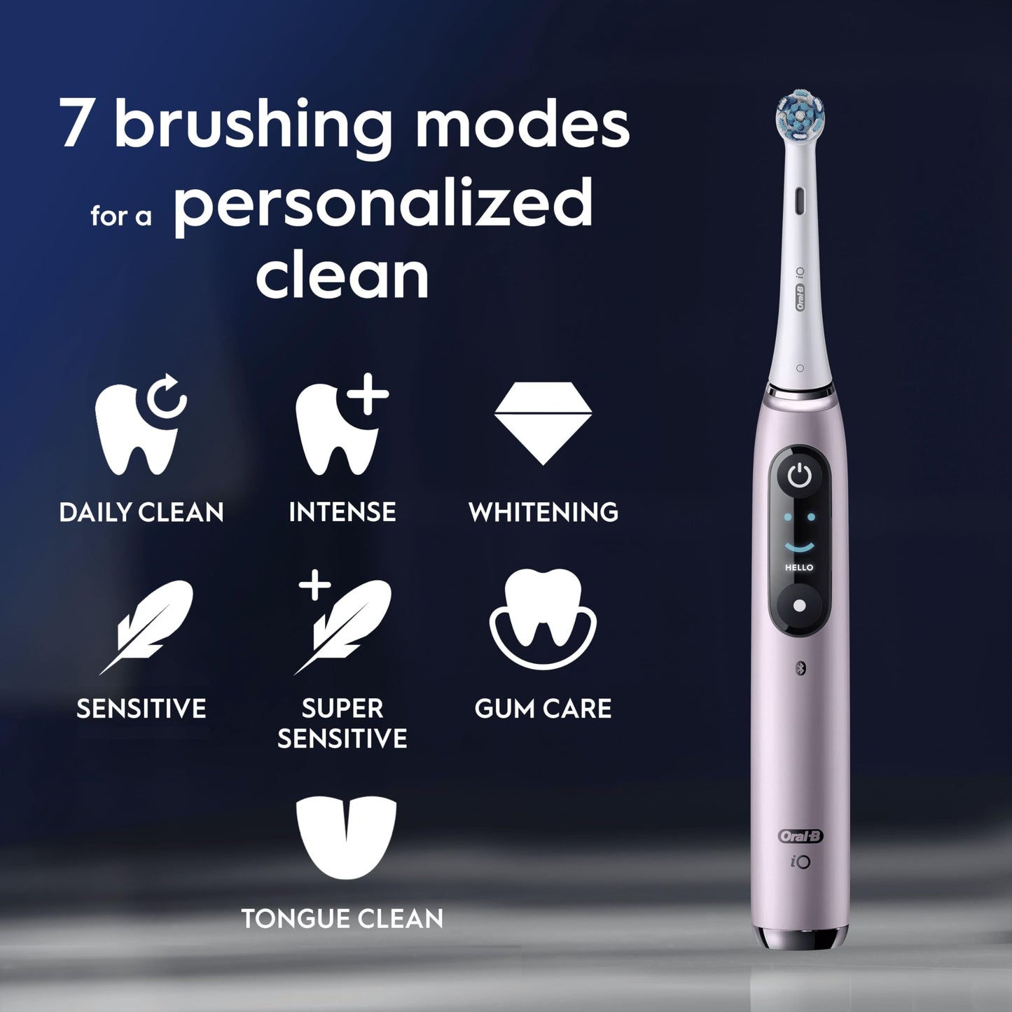 Oral-B iO9 Electric Toothbrushes For Adults, App Connected Handle, 1 Toothbrush Head & Charging Travel Case, 7 Modes with Teeth Whitening, 2 Pin UK Plug, Rose