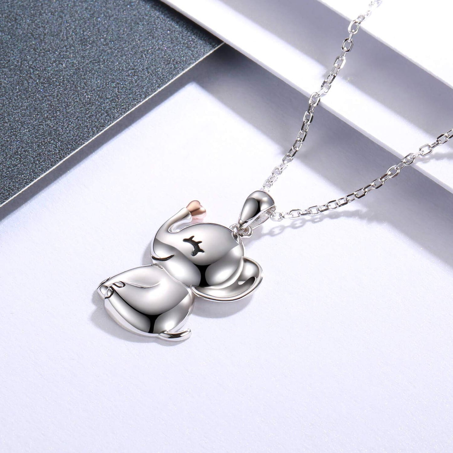 MANBU Sterling Silver Cute Elephant Necklace Good Luck Animal Pendant Wildlife Holiday Jewelry Gift for Elephant Lovers