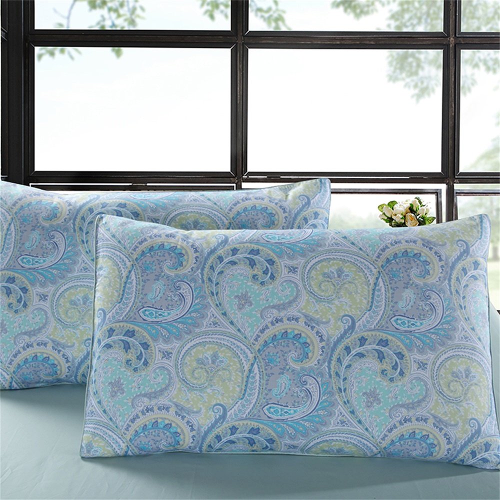 Brandream Boho Paisley Duvet Quilt Cover King Size with Pillowcases Luxury Bedding Set Bohemian Damask Medallion 800TC Egyptian Cotton Sateen - Blue 3pcs