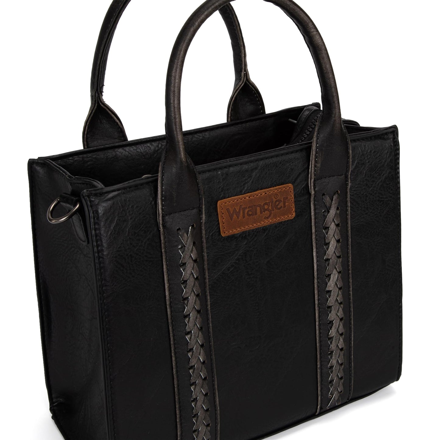 Wrangler Medium Tote Bag for Women Designer Satchel Handbags Top-handle Purses with Strap, Vintage-black, M