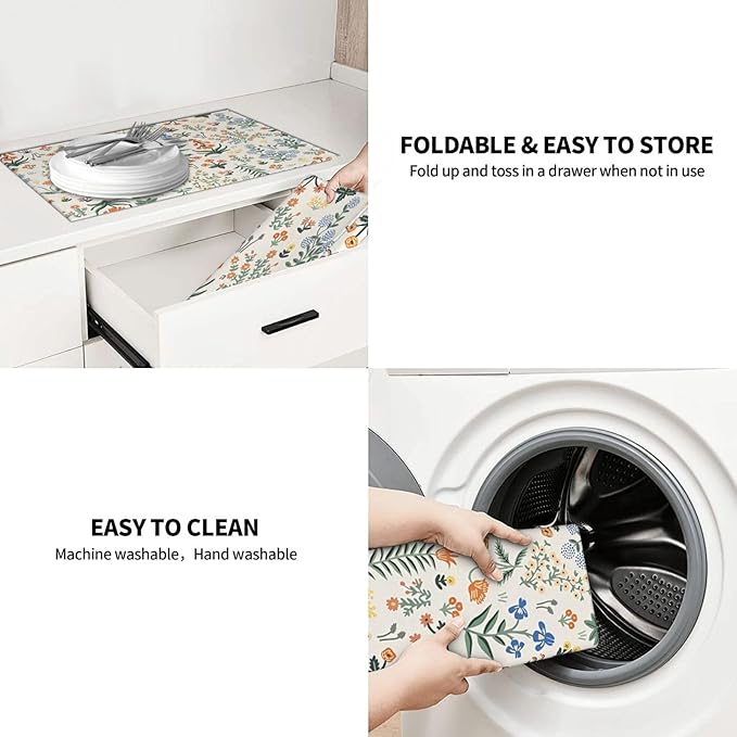 2Pcs Dish Drying Mats Faucet Mats Sets Large Size Coffee Mats Sink Faucet Mat