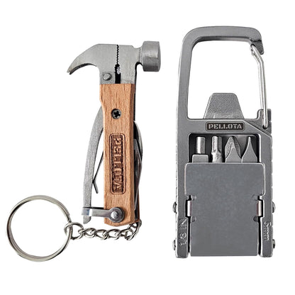 Pellota Multi Tool Prizes [17-in-2] for Adults - Multi Tool for Men, Multitool, Small Hammer, Small Tools, Hammer Multitool, Gifts for Men, Dad, Husband, Camping, Bottle opener, retrieve card pin