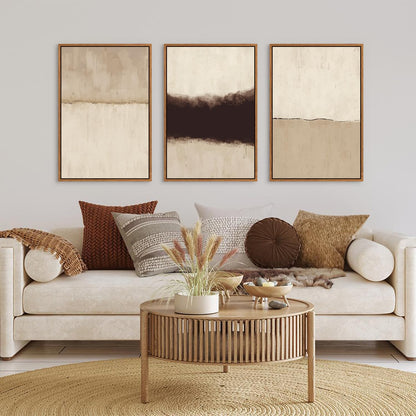 CHDITB Large Abstract Framed Canvas Wall Art Set, Modern Neutral Wall Decor, Minimalist Textured Wall Painting, Beige Blown Art Print for Living Room, Bedroom, Dining Room, Office, Bathroom -16"x24"x3