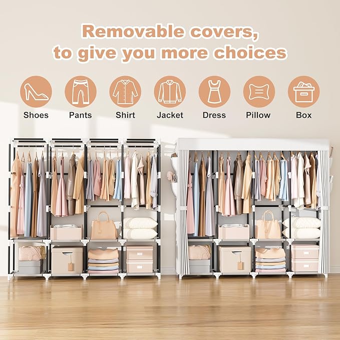 VTRIN Portable Closet for Hanging Clothes 67 Inch Wide Large Capacity Portable
