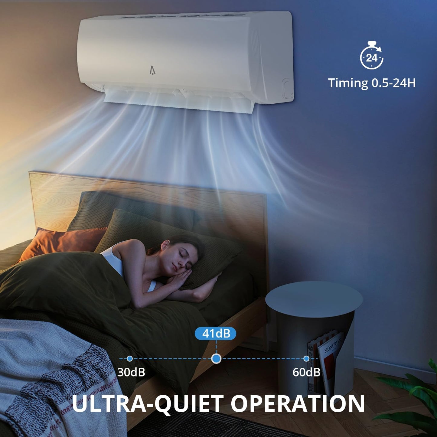 23,000 BTU Mini Split Air Conditioner, 19 SEER2 Split Ac/Heating System, Inverter Ductless Air Conditioner w/Alexa, Heat Pump & Installation Kit, Cool Up to 2000 Sq. Ft, 230V