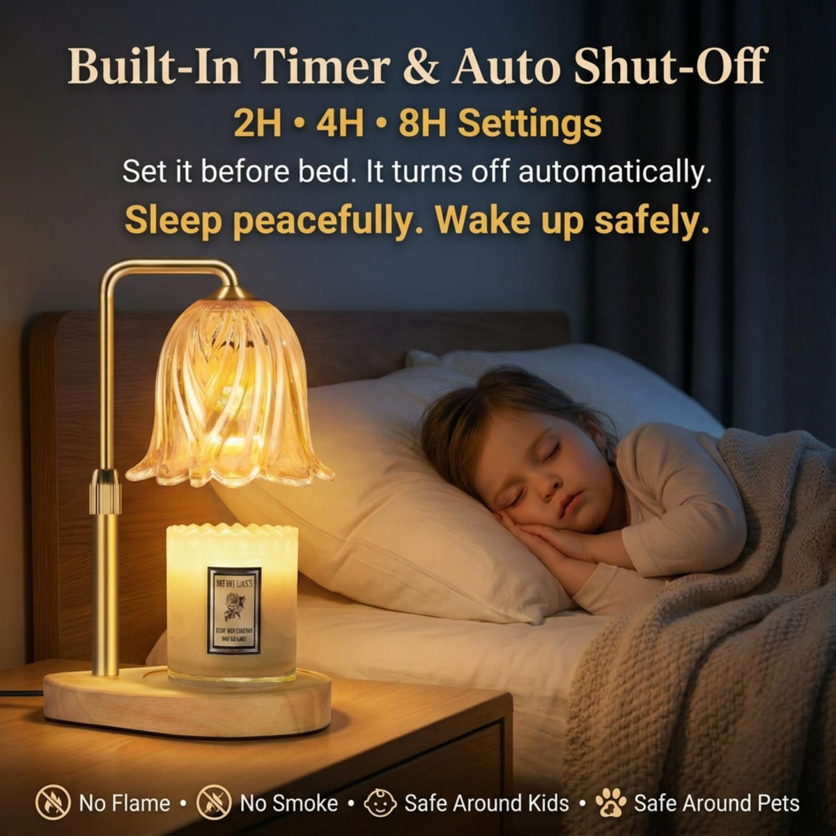 Candle Warmer Lamp with Timer Dimmable: Birthday Gifts for Women Adjustable Height Candles Light Warmers Lamps Gold Crystal Candle Warmer, House Warming Gift New Home Decor, for Women