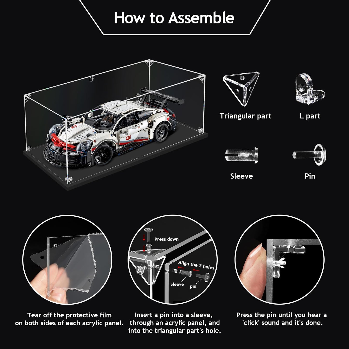 Clear Acrylic Display Case, Self-Assemble Showcase for Collectibles, Action Figures, Dolls- Alternative Glass Box for Commemorative Gifts