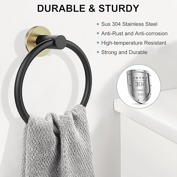 SetSail Towel Holder for Bathroom Wall 4 Packs Towel Ring Stainless Steel Heavy