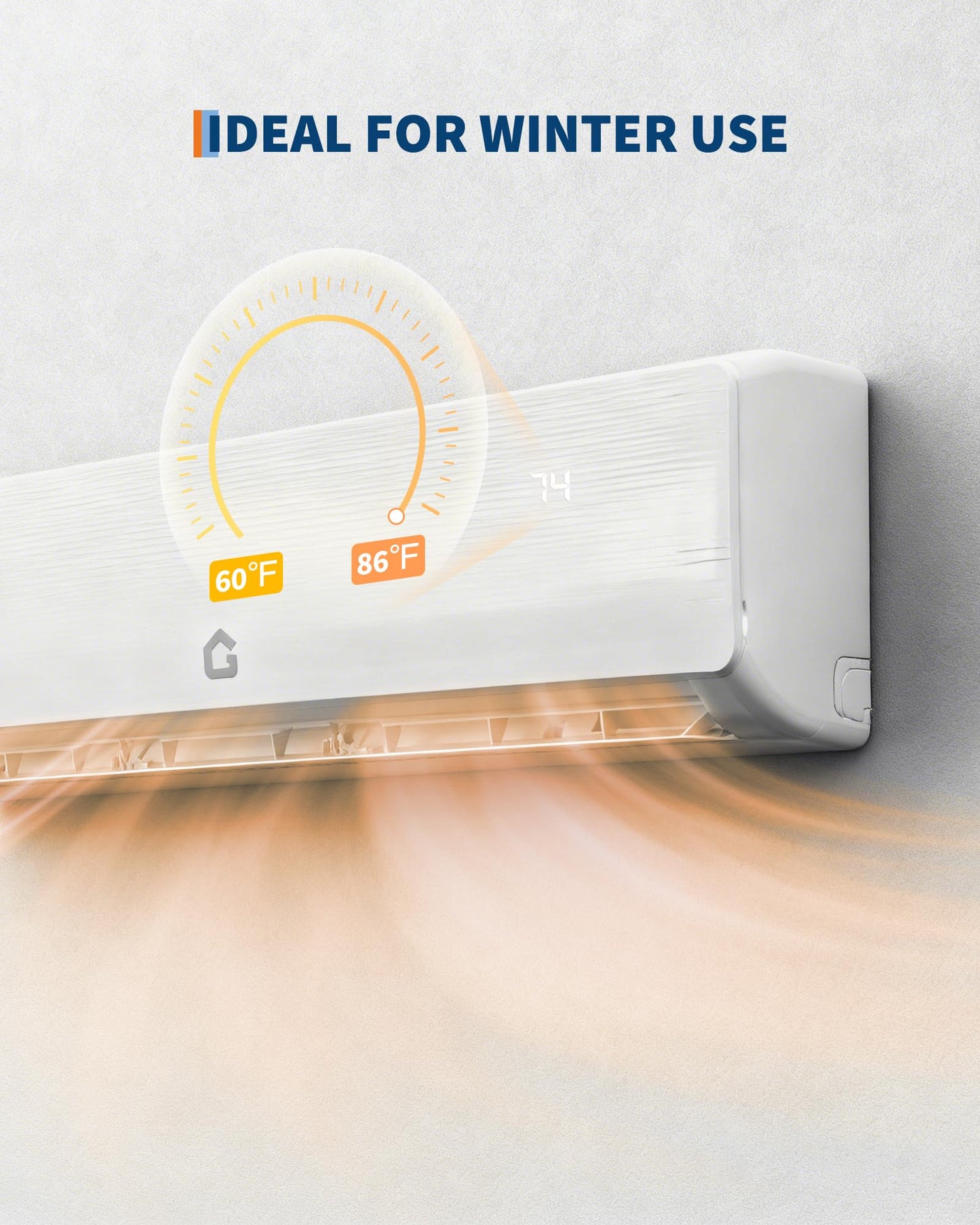 GarveeTech 18000 BTU Mini Split Air Conditioner - 19 SEER2 Ductless Inverter AC with 208-230V, Cools Up to 1250 Sq. Ft, Built-in Heat Pump System, White