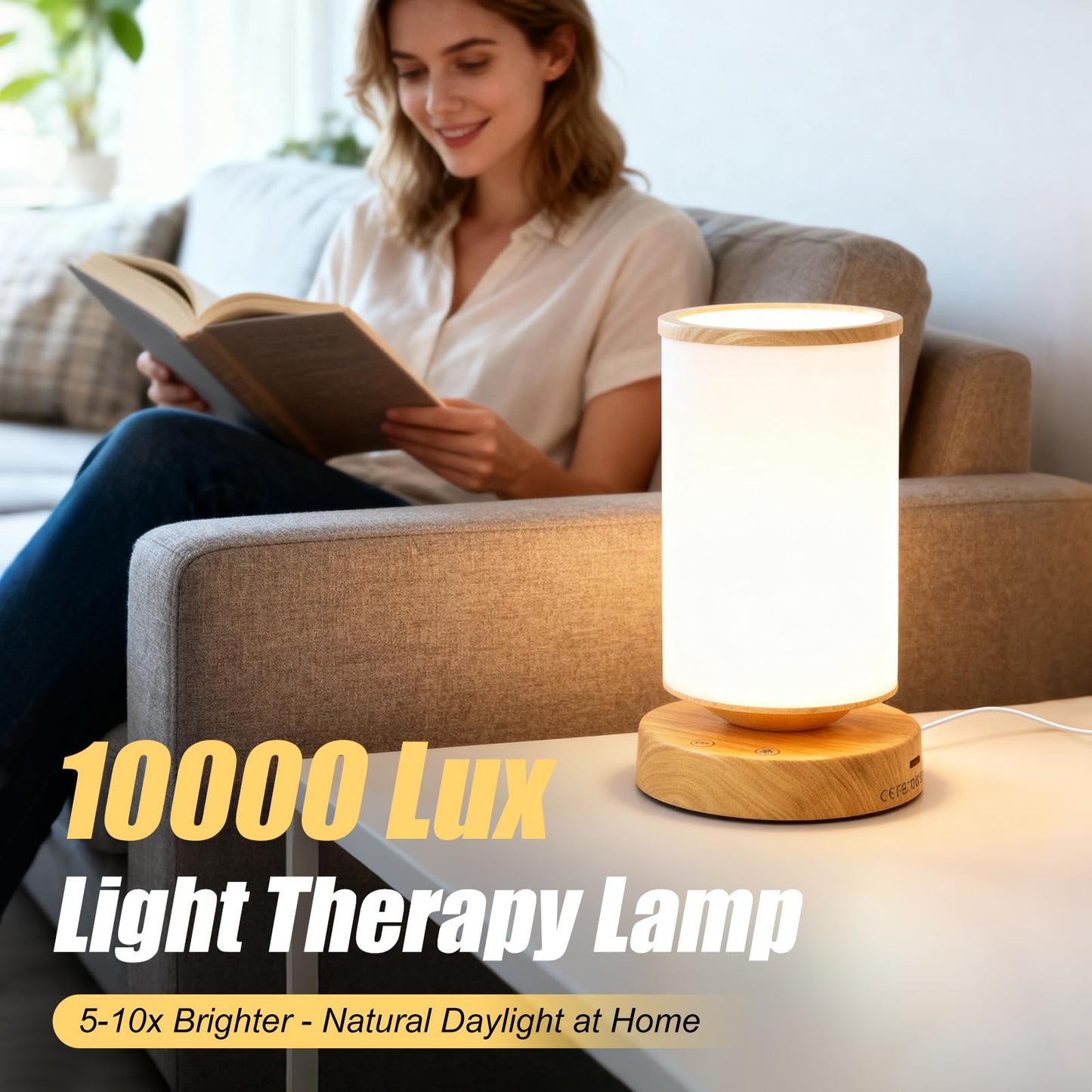 Qiuxunies Light Therapy Lamp 10000 Lux, Sunlight Lamp with Remote Control, 3 Color Temperatures & 4 Brightness Levels, Full Spectrum Light, Ideal as Desk, Bedside Lamp & Gift for Home/Office