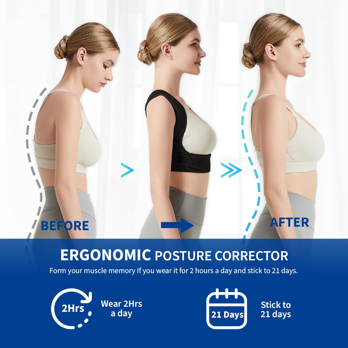 JMPOSE Posture Corrector for Back Support: Adjustable Shoulder Posture Brace for Men and Women (Small/Medium)