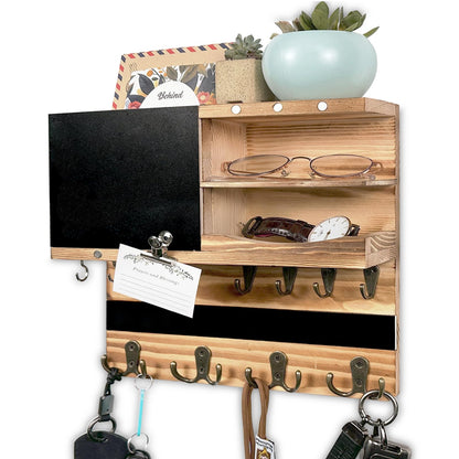 UBMRK Key Holder for Wall Mounted Keys and Mail Holder Decorative Farmhouse Organizer Wall Hanger with Hooks Small Key Shelf for Home Entryway Hallway Bedroom Decor New Home Gift