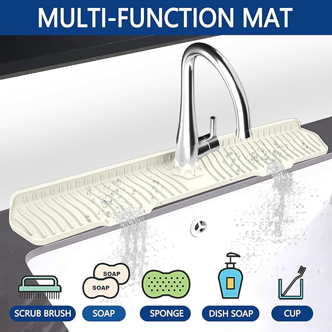 Kitchen Sink Splash Guard Gen2-30" x 6'' Silicone Sink Mat Splash Guard fit