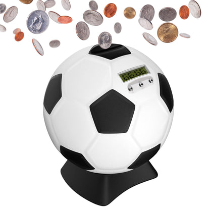 MOMMED Piggy Bank for Boys,Digital Bank,Soccer Ball Piggy Bank,Soccer Gifts for Boys,Coin Bank with Football Look,Coin Bank with Automatic LCD Display(Small)