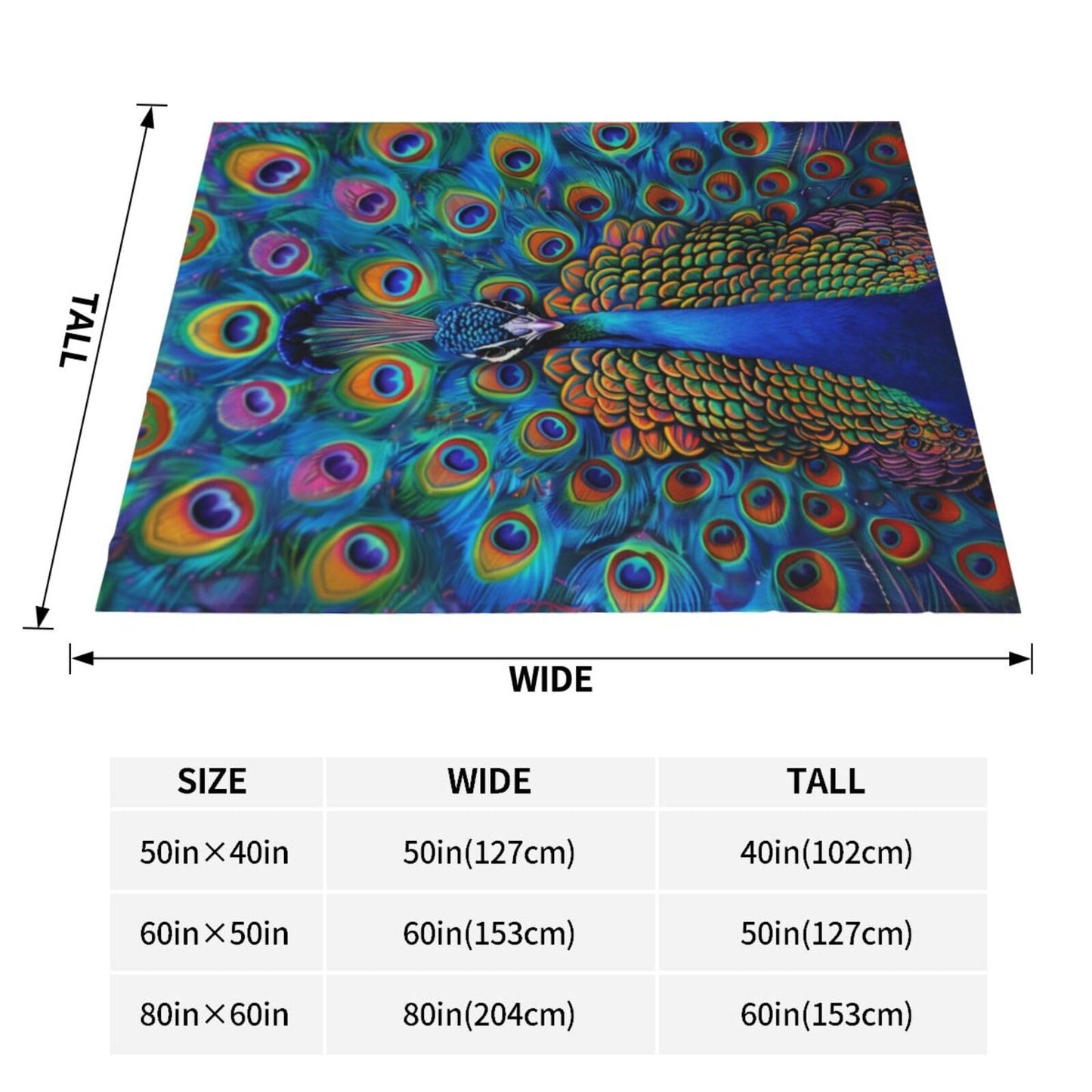 Peacock Blanket, Gifts for Women, Feather Soft Lightweight Throw Blankets for Kids Girls, Travel Bed Living Room Decor, 50x60in