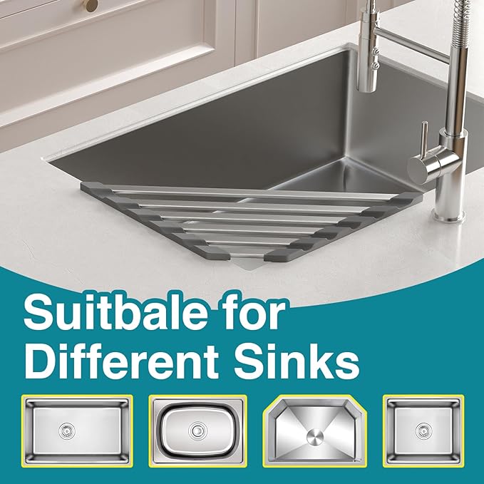Corner Sink Drying Rack, Heat Resistant Roll Up Mat