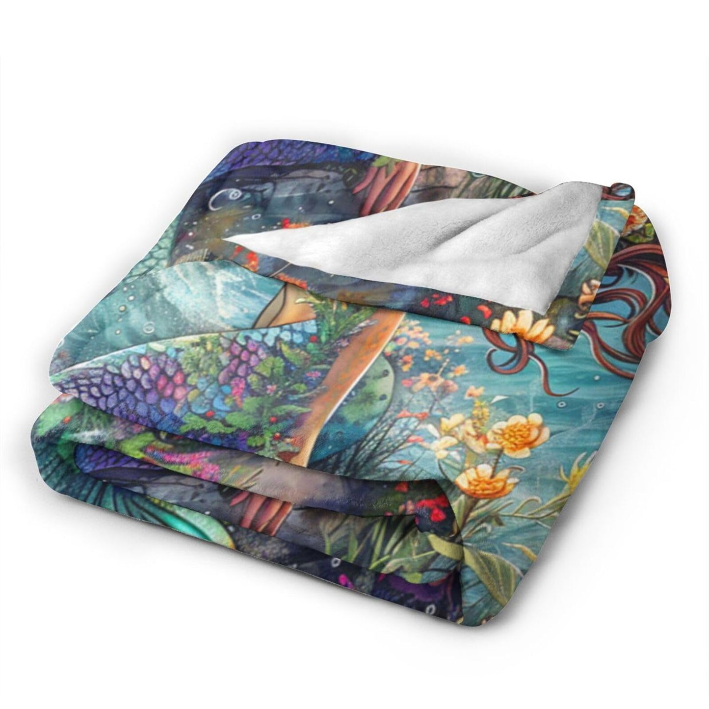 Tijuboni Mermaid Throw Blanket Mermaid Gifts for Girls Women Boys Men Kids Adults Soft Flannel Fleece Blanket for Couch Sofa Bed Home Decor 40"x50"