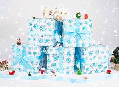 Jaywayang 5 Pack White Christmas Gift Boxes with Lids, Ribbons and Tissue Papers Square Gift Boxes - 7.1 Inch - Presents Wrapping Christmas Gift Holiday New Year Party Favor Boxes.