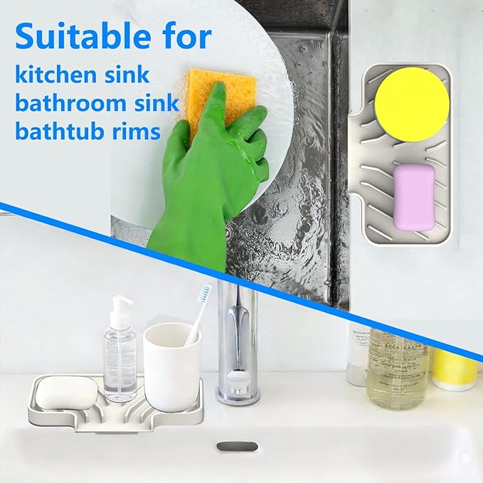 Sponge Holder for Kitchen Sink, Dish Sponge Holder & Soap Tray