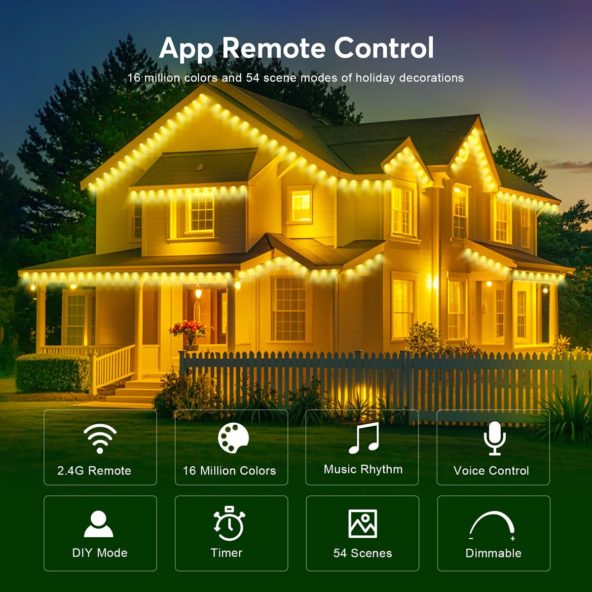 HConce Permanent Outdoor Lights Pro, 50ft RGB LED Eaves Lights, IP67 Waterproof with Smart App&Remote Control,for Christmas,Party, Daily, Halloween and All Holiday Decor