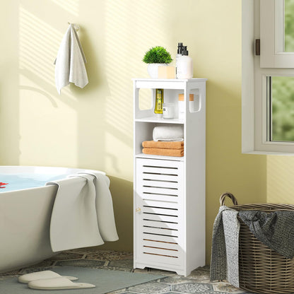 Bathroom Cabinet Waterproof, White Storage Cabinet Floor Standing Home Storage Furniture Shelf,Suitable for Toilet Bedroom Kitchen Living Room (RD)