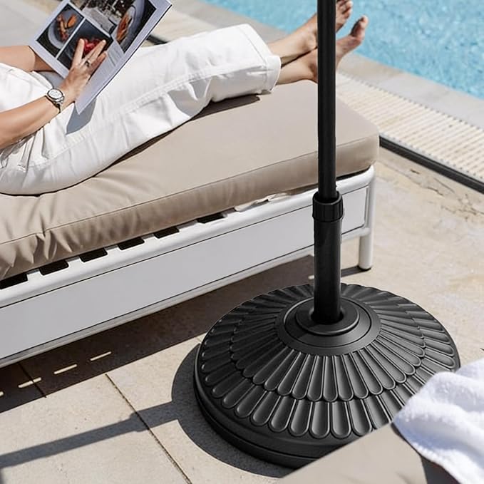 wikiwiki 80 Lbs HDPE Round Patio Umbrella Base, Weighted Umbrella Stands Fits 1.5-1.9in Poles for Garden, Lawn, Deck, Backyard & Pool, Black