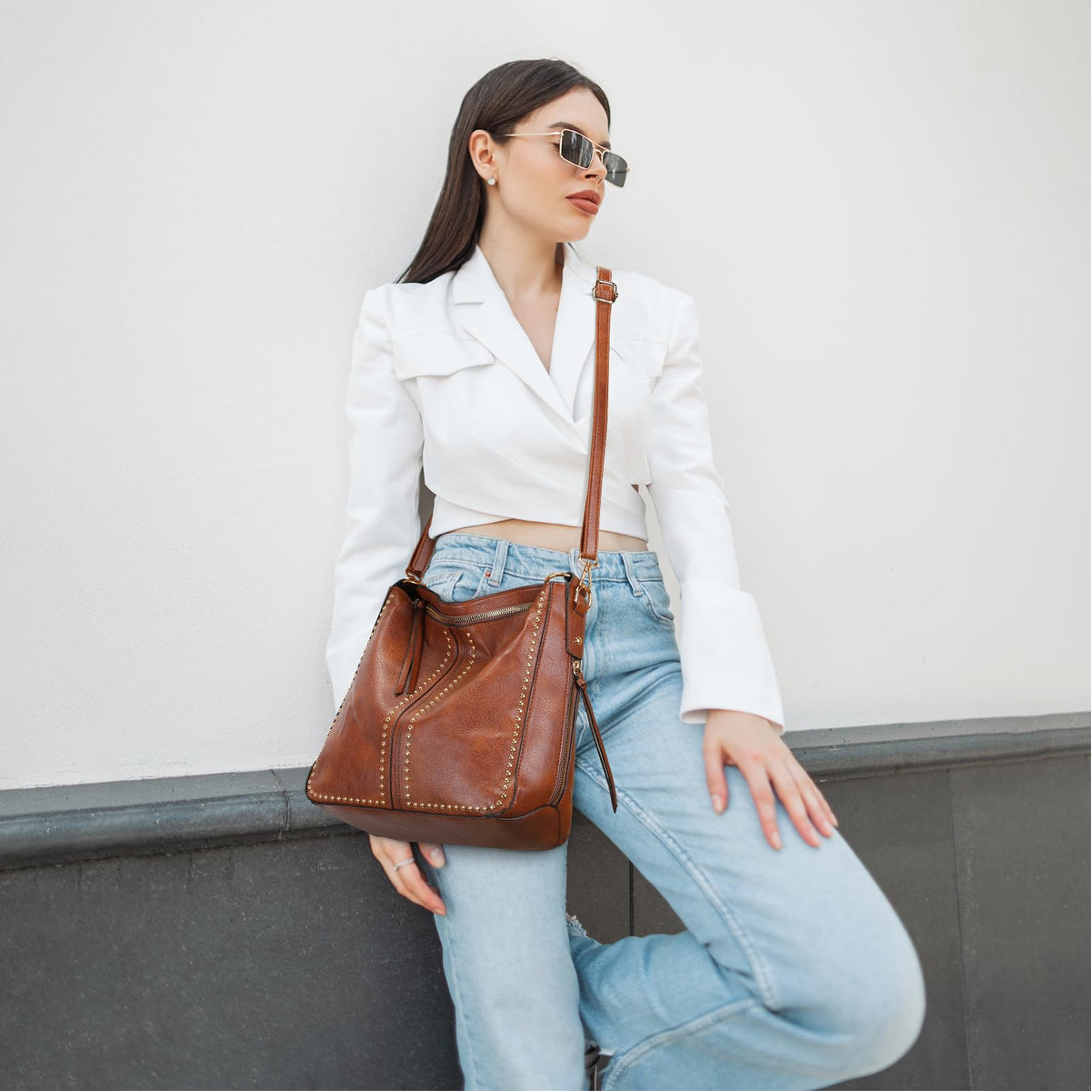 Hobo Bag for Women, Top Handle Satchel Handbags Purse and Wallet Set Ladies Chic Shoulder Purse Bucket Handbag