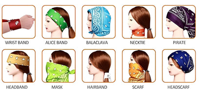 Black Paisley Bandana Head Scarf Headbands Handkerchief Cowboy Cotton Bib Party Face Covering Headwear For Motorcycling Mens Womens Unisex