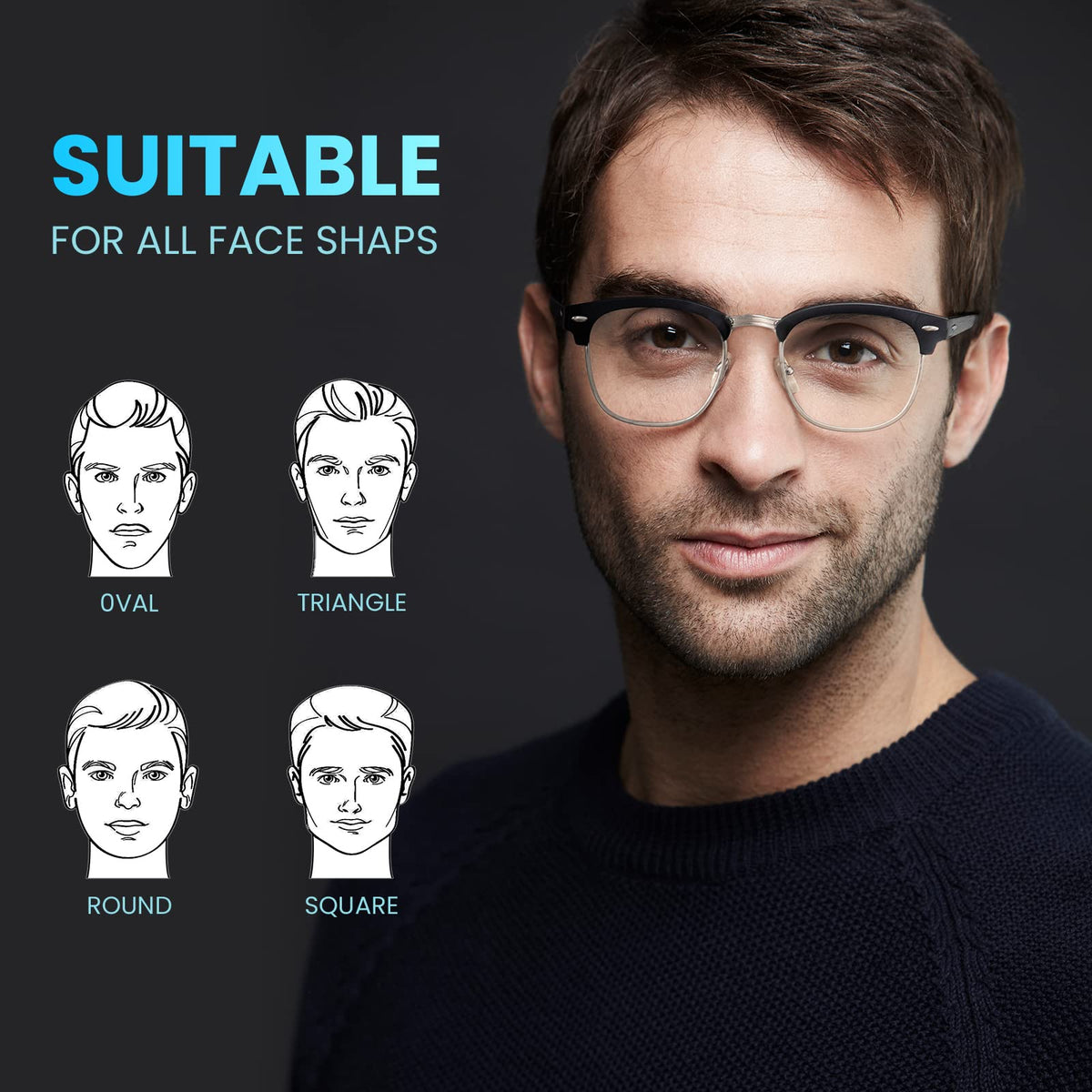racico Computer Blue Light Blocking Glasses Blue Light Glasses Men Women, Anti Blu-Ray Clear Gaming Glasses Lenses