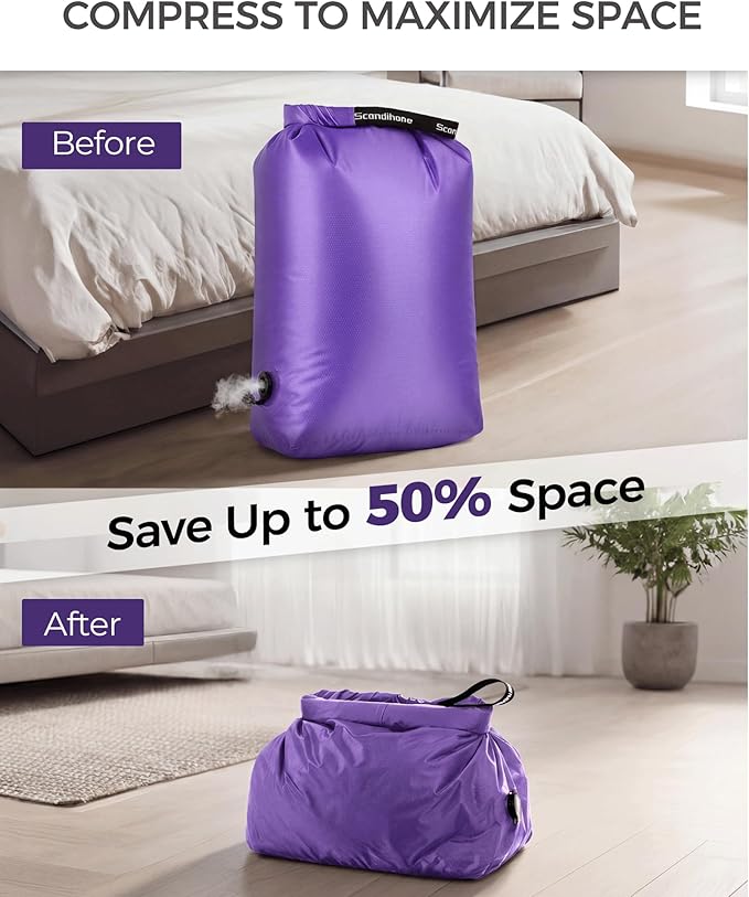 Travel Laundry Bag, Pump Free Vacuum Storage Bag Reusable Compression Dirty
