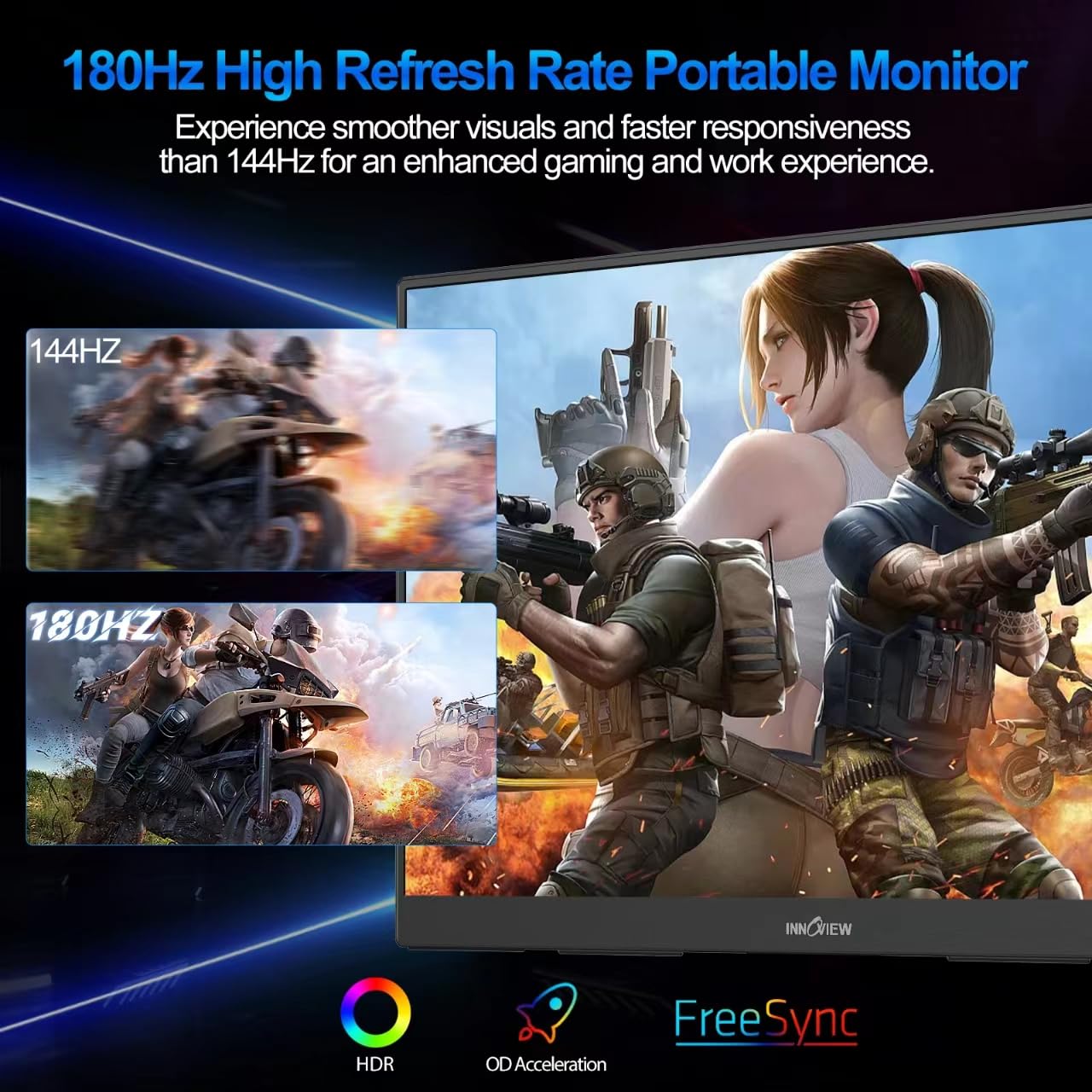 InnoView Portable Monitor 18.5 inch 100HZ 120% sRGB, 1080P FHD IPS Large Portable Monitors for Laptop USB C HDMI HDR Travel Monitor with Kickstand Mac PC Xbox PS4/5 Switch