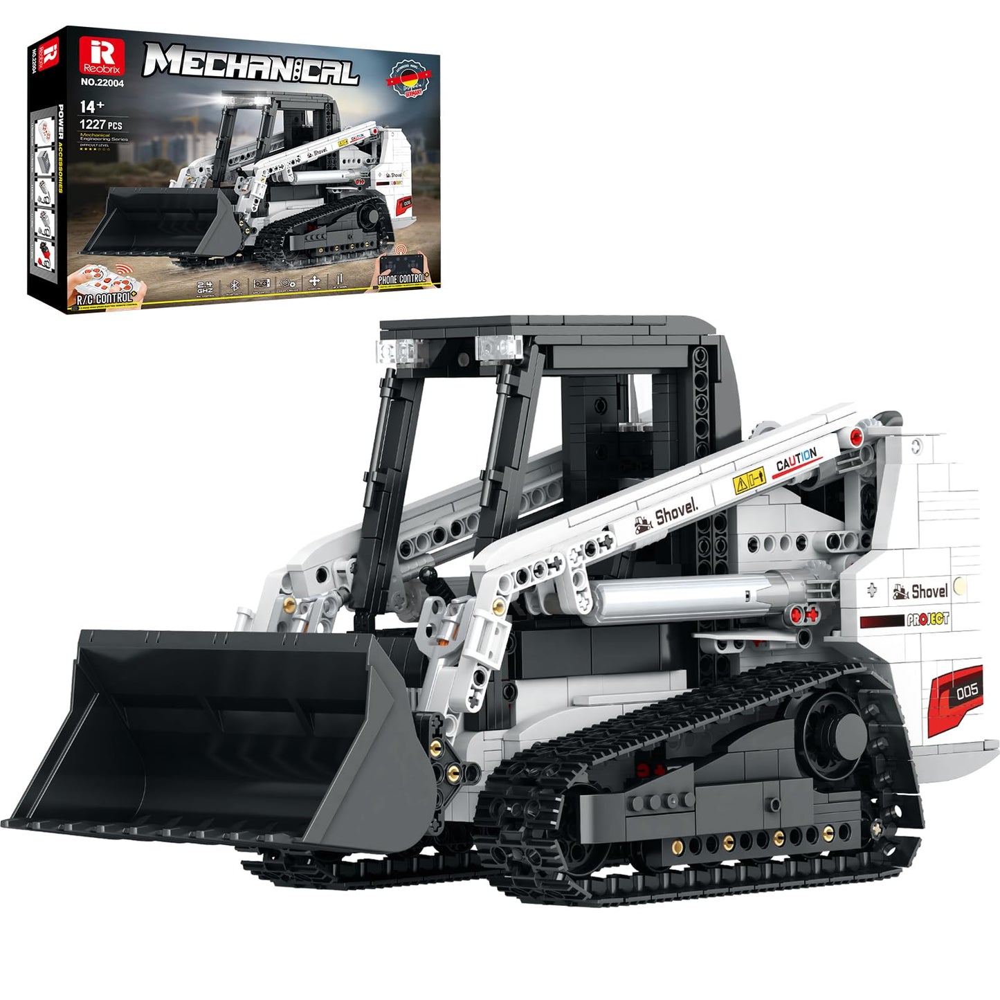 Reobrix Bobcat Skid Steer Loader Building Block Set,APP Remote RC Control Loader Vehicle Construction Toy with 2.4GHz Multi-Player Mode 22004,Vehicles Gift for Kids and Collectors,1227 PCS