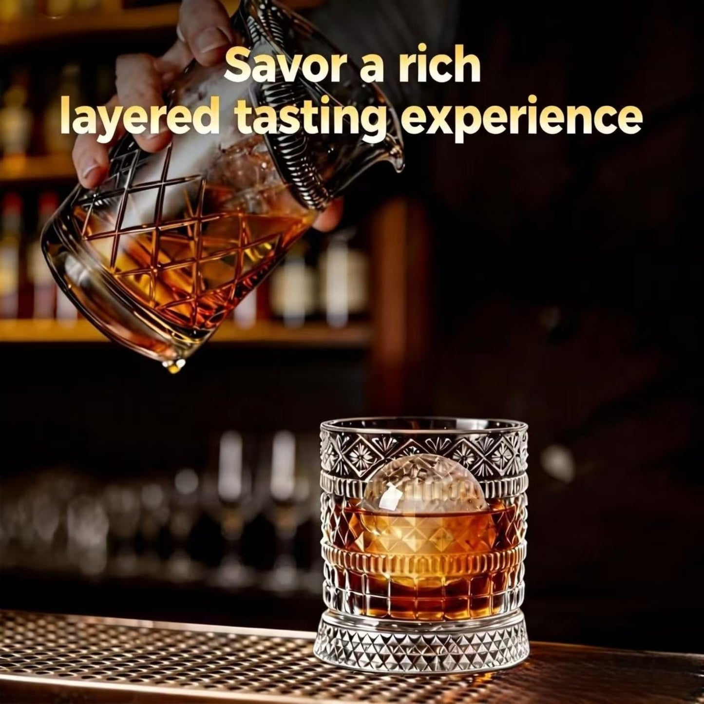 ZFMF Whiskey Glass 360-Degree Rotating Base Classic Cocktail Glass, Suitable For Bourbon And Scotch Whiskey, Tilt-Proof Stress Relief Barware, Ideal Gift For Men, Fathers, Husbands, And Grandfathers
