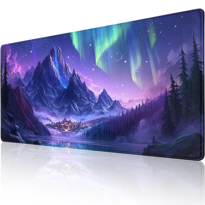 ZOCOZY Extended Mouse Pad Large Gaming Mouse Pads - Aurora Painting Northern Lights Mountains Stars Desk Pad Computer Desk Mat Non-Slip Mousepad for Game Players, Office, Study (48" x 24")