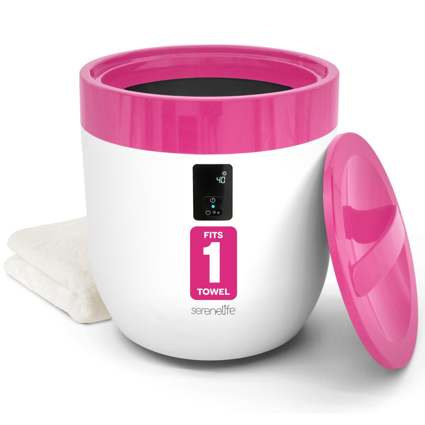 SereneLife Counter Towel Warmer Bucket - with Customized Fragrance for Spa and Bathroom, Luxury Heater, Auto Shut Off, Fits 1 Large Blanket, Bathrobe, PJs (Natural)