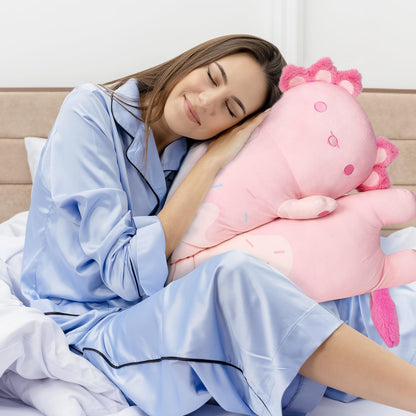 Mewaii 20in Long Pink Axolotl Plush Pillows Stuffed Animals Squishy Pillows - Cute Axolotl Plushie Sleeping Hugging Plush Pillow Soft Toys for Kids