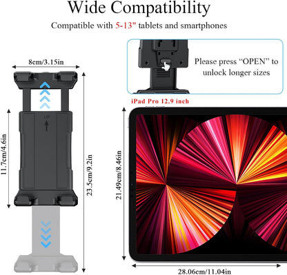 OHLPRO Car Tablet Holder - Heavy Duty Drill Base, Tablet Mount for Truck Compatible with iPad Samsung Tab 5"-13" Tablets and Phones, iPad Stand for Wall/Business/Vehicle/Desktop, etc.