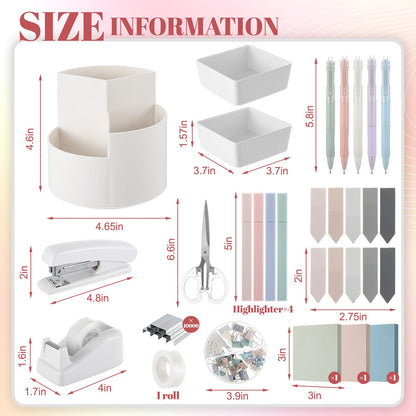 Kosiz 27 Pcs Black White Desk Accessories Gift for Aesthetic Desk Organizer Neutral Office Supplies Pen Holder Stapler Binder Sticky Notes Paper Clips Scissor Staples for Women(Fashion)