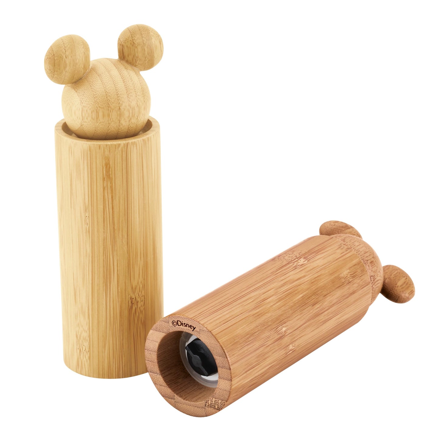 Disney Home Monochrome Bamboo Salad Server/Wood Serving Utensils with Salt and Pepper Grinder Set, 4 Piece - Bamboo